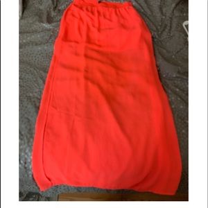 H&M neon orange maxi skirt with slit in side.